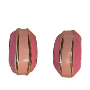 80's Enamel Pink on Pink Clip‎ On Earrings Vintage SKUJ101